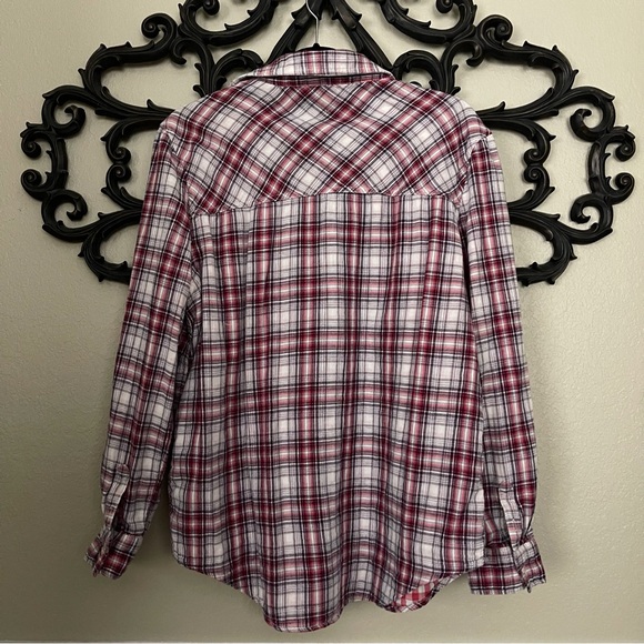 AEROPOSTALE Women’s Long Sleeve Plaid Lined Button Down Shirt L - Picture 4 of 15